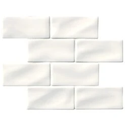 3"x6" Whisper White Glossy Wall Tile 8 PC/1 Sq-Ft/Box