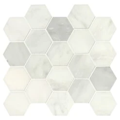 3" WhiteGrecian HexagonMarble MosaicTile 10 PC/10.6 SqFt/Box