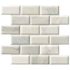 2"x4" WhiteGrecian BeveledMarble MosaicTile 10PC/10 SqFt/Box