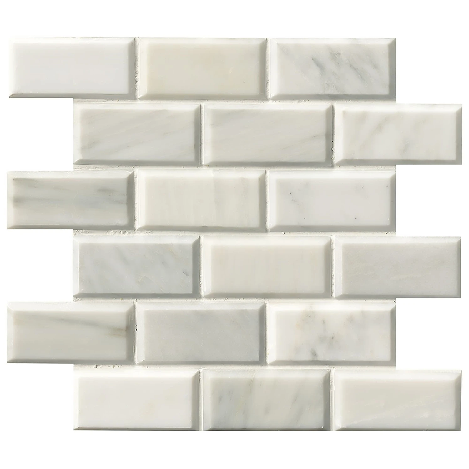 2"x4" WhiteGrecian BeveledMarble MosaicTile 10PC/10 SqFt/Box 3 2"x4" WhiteGrecian BeveledMarble MosaicTile 10PC/10 SqFt/Box
