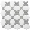Iris Flower Porcelain Mosaic Grey/White Tile 11.948 Sq-Ft -Home-Floor 1424692 1